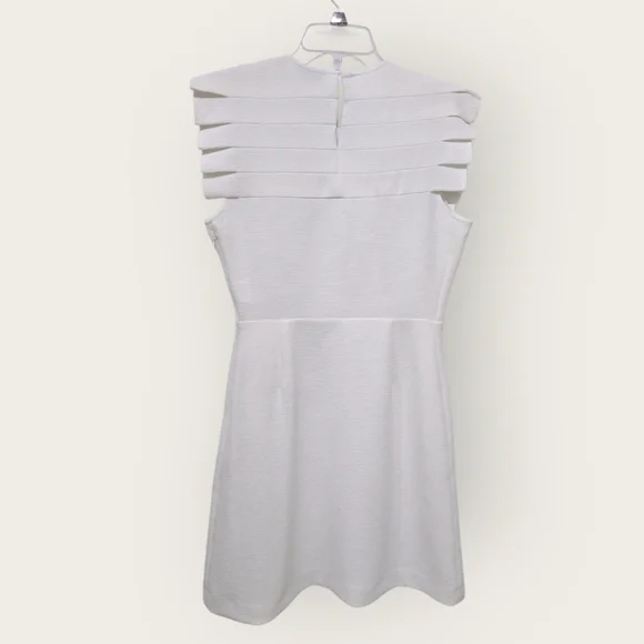 Sandro Paris White Laurena Mini Dress Size 38/US 6 Pleated Ruffle EUC - Picture 8 of 16